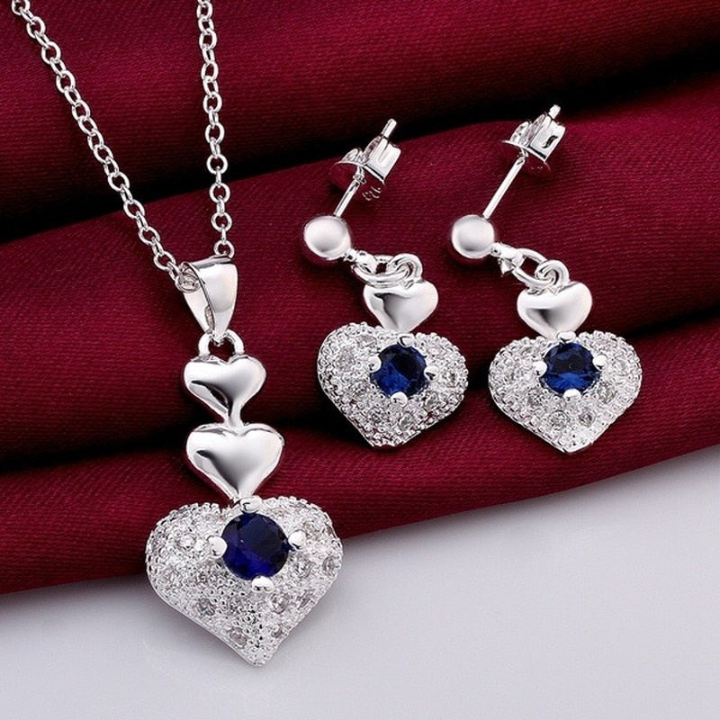 bello 925 plata Sterling romantico azul zircon crystal
