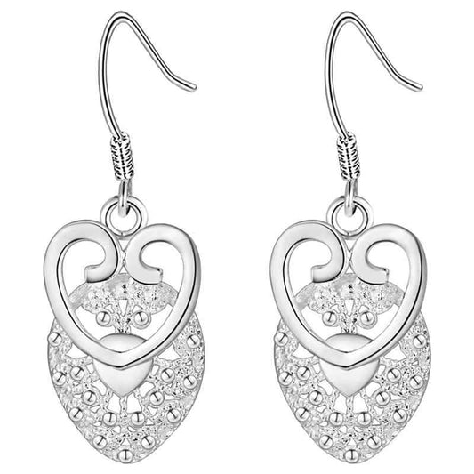aros Corazón caído 925 plata Sterling