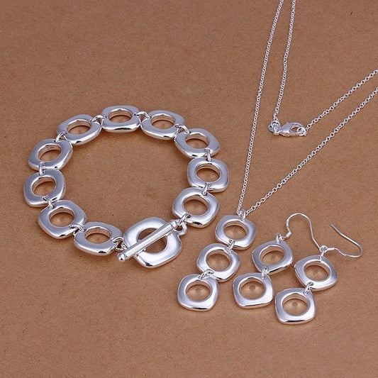 conjunto 925 plata Sterling geometric pendant 45cm