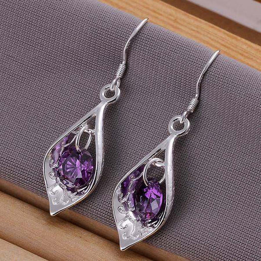 925 plata Sterling llamas lilas