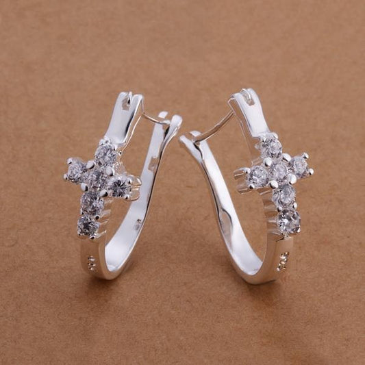 Aros Cruz plata 925 sterling