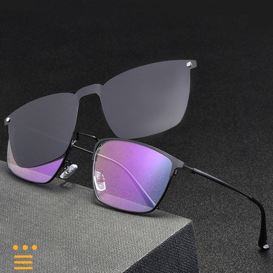 Montura de anteojos Gafas graduadas ópticas con clip magnético Anteojos de borde completo de metal. (Agregar tipo cristal al carro)