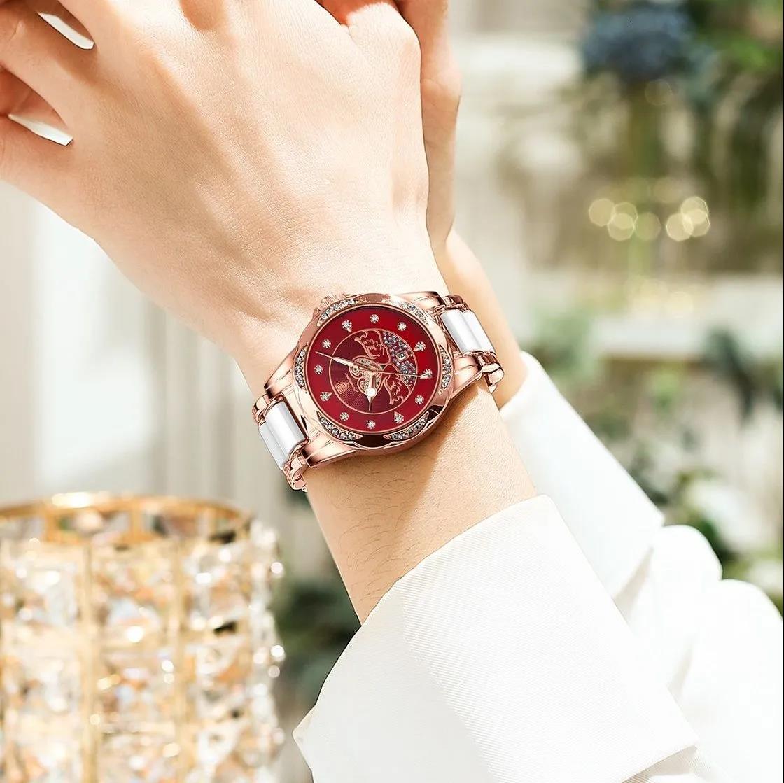 Reloj de oro rosa para mujer, relojes de lujo de la mejor marca, reloj de  cuarzo
